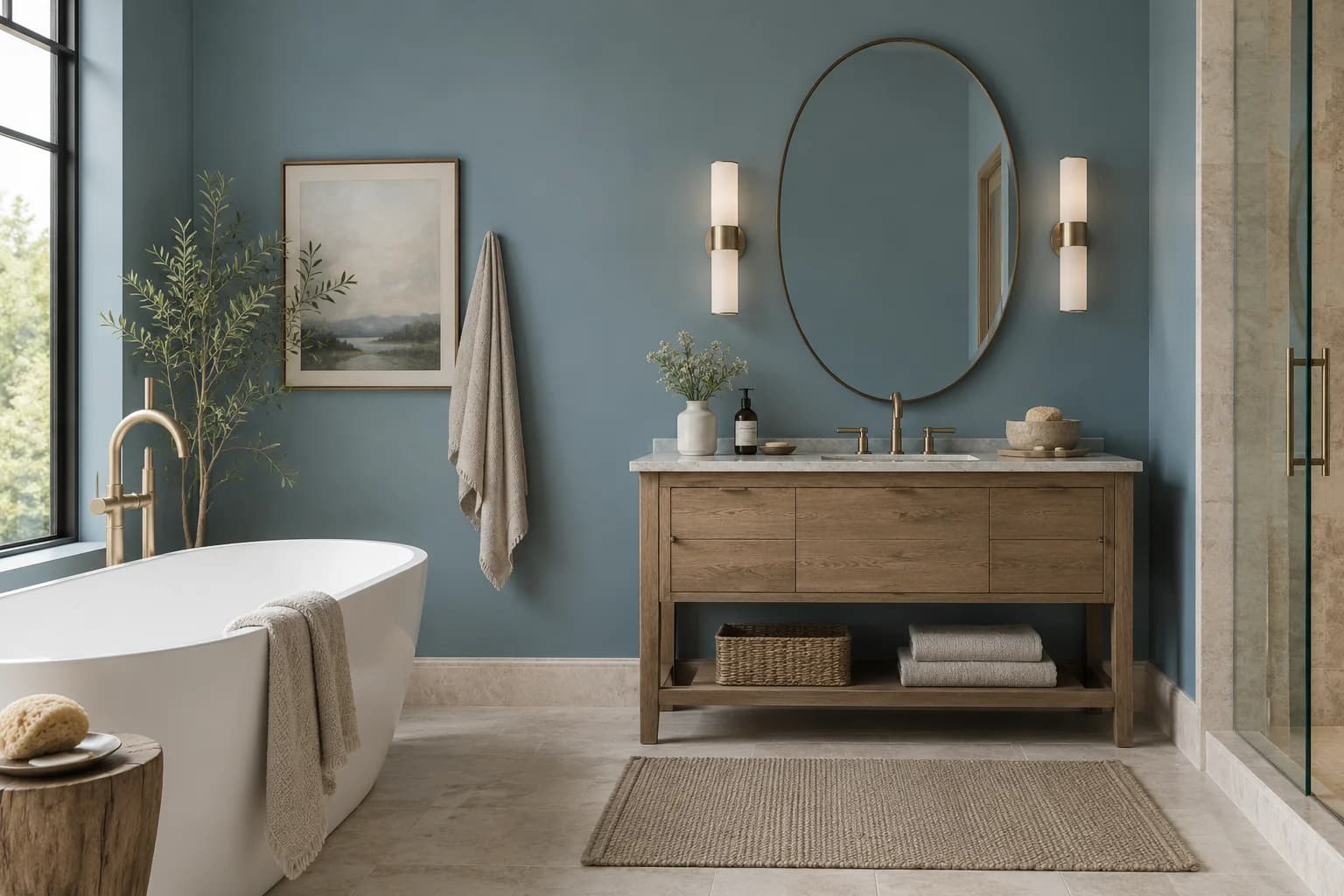 Bathroom featuring Blueprint paint