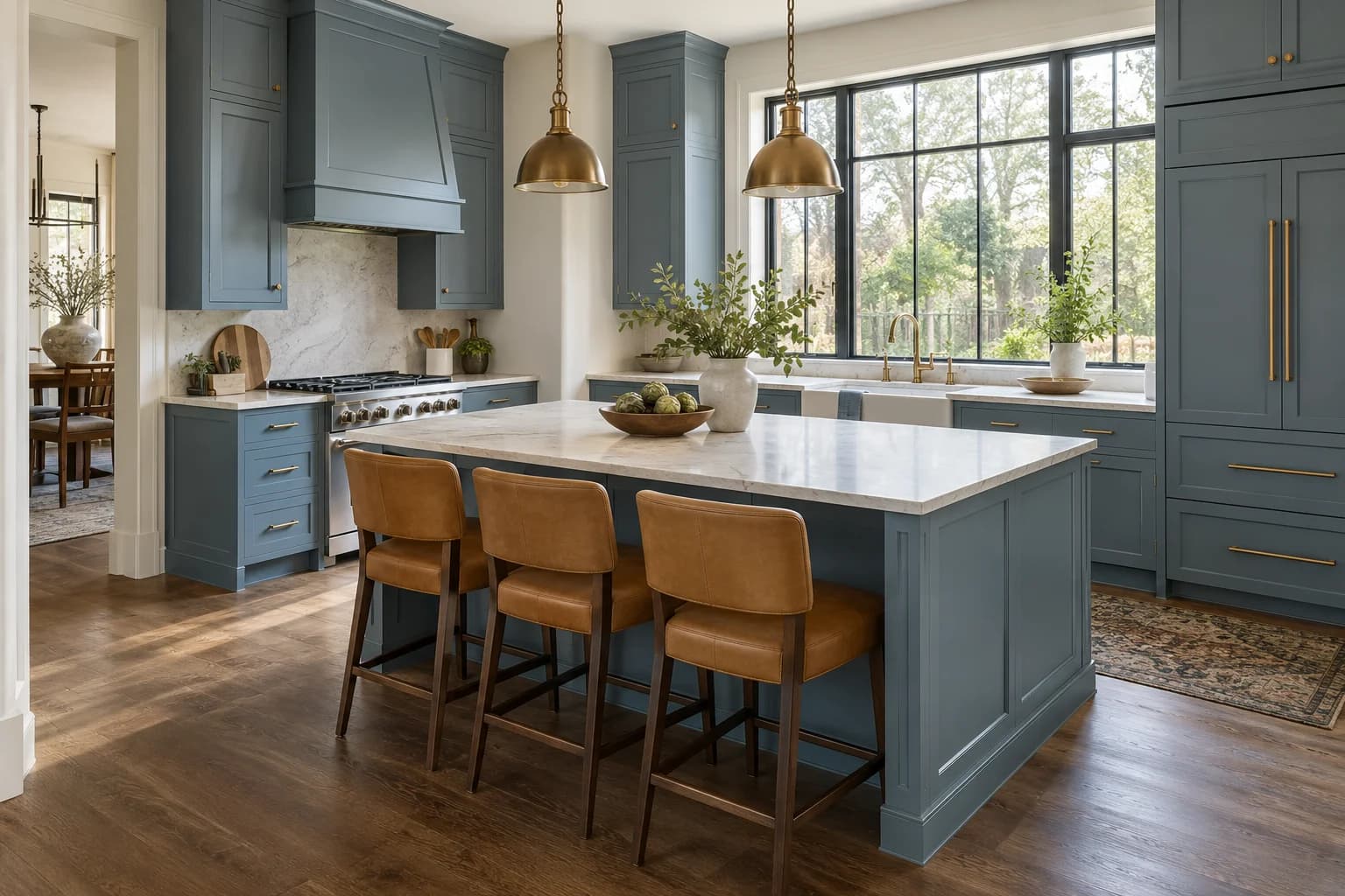 Kitchen cabinets featuring Blueprint paint