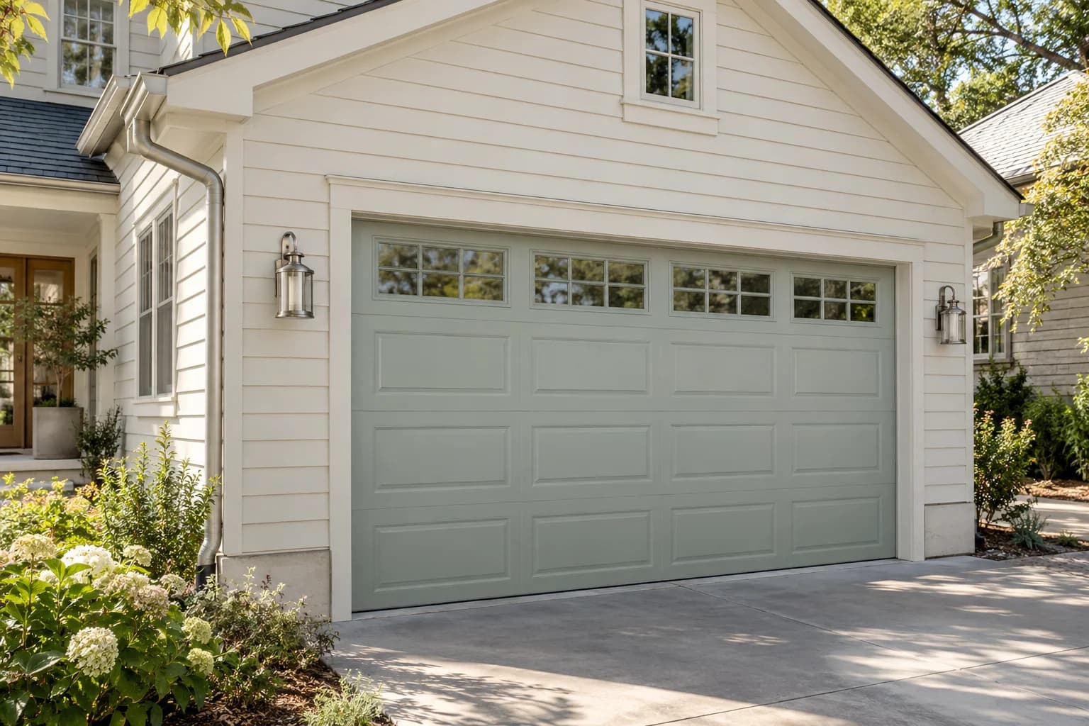 Garage door featuring Breezeway paint