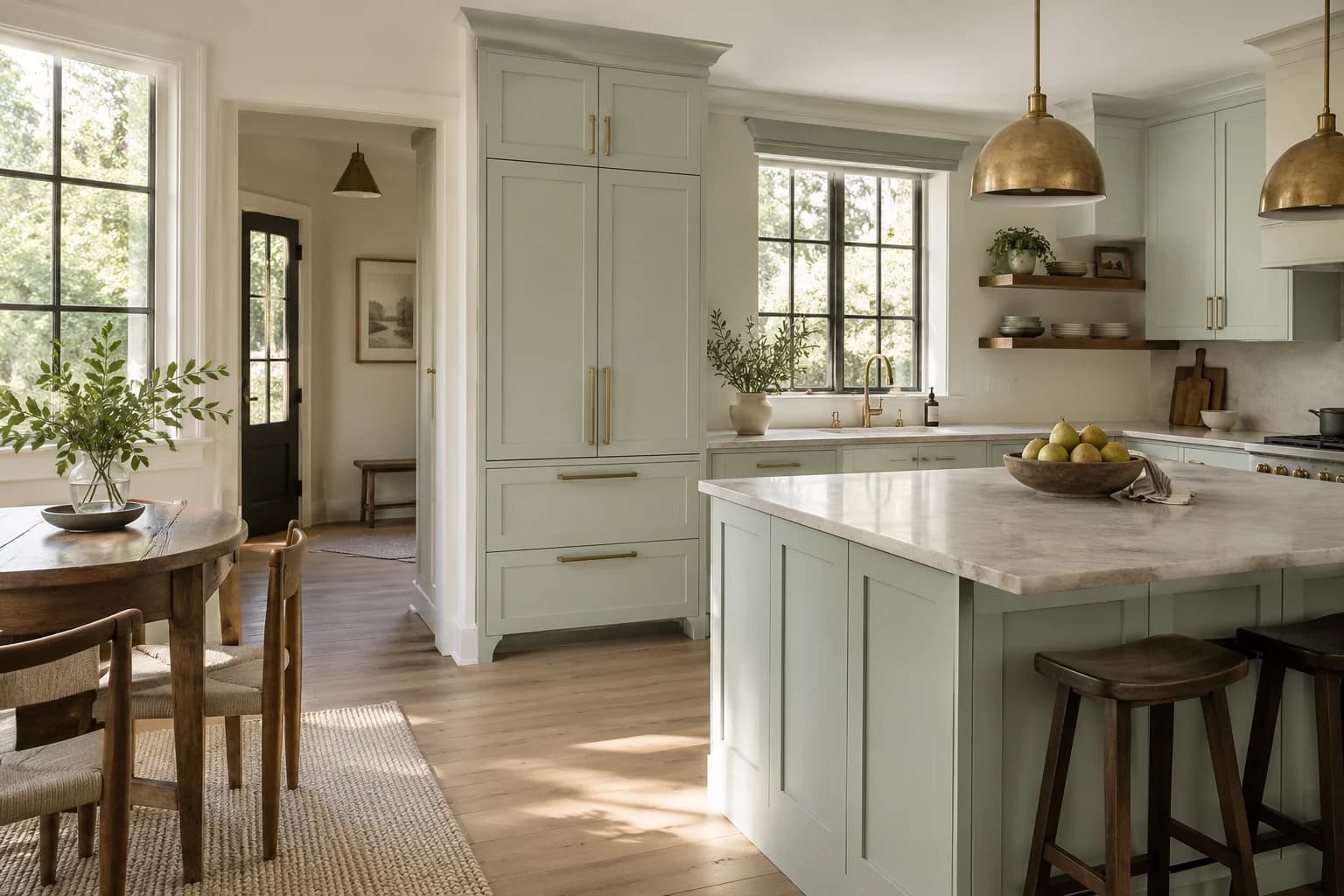 Kitchen cabinets featuring Breezeway paint