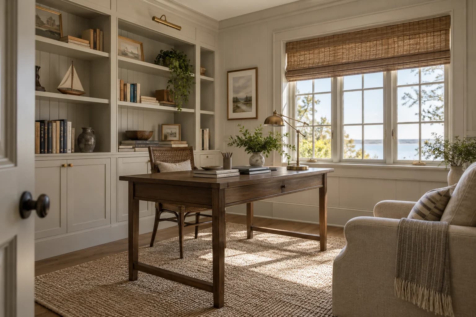 Home office featuring Campfire Ash paint