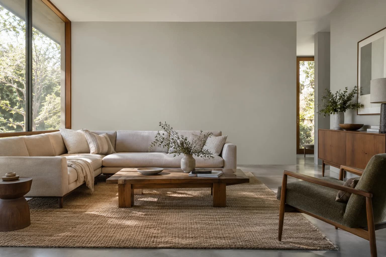 Dolphin Fin walls in a midcentury living room