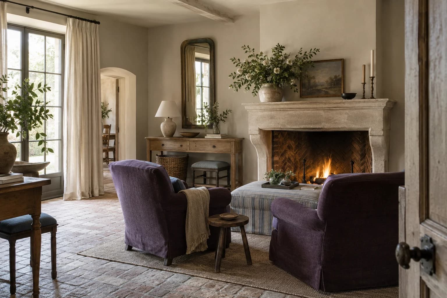 Sculptor Clay walls in a Belgian country sitting room