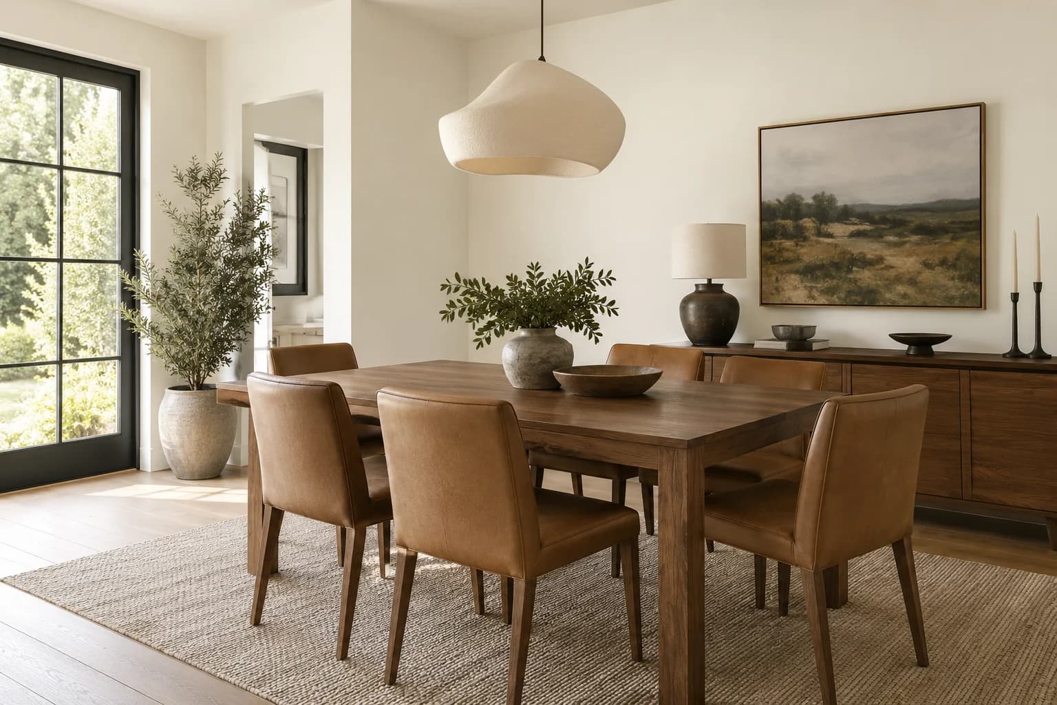 Dining room featuring Swiss Coffee paint