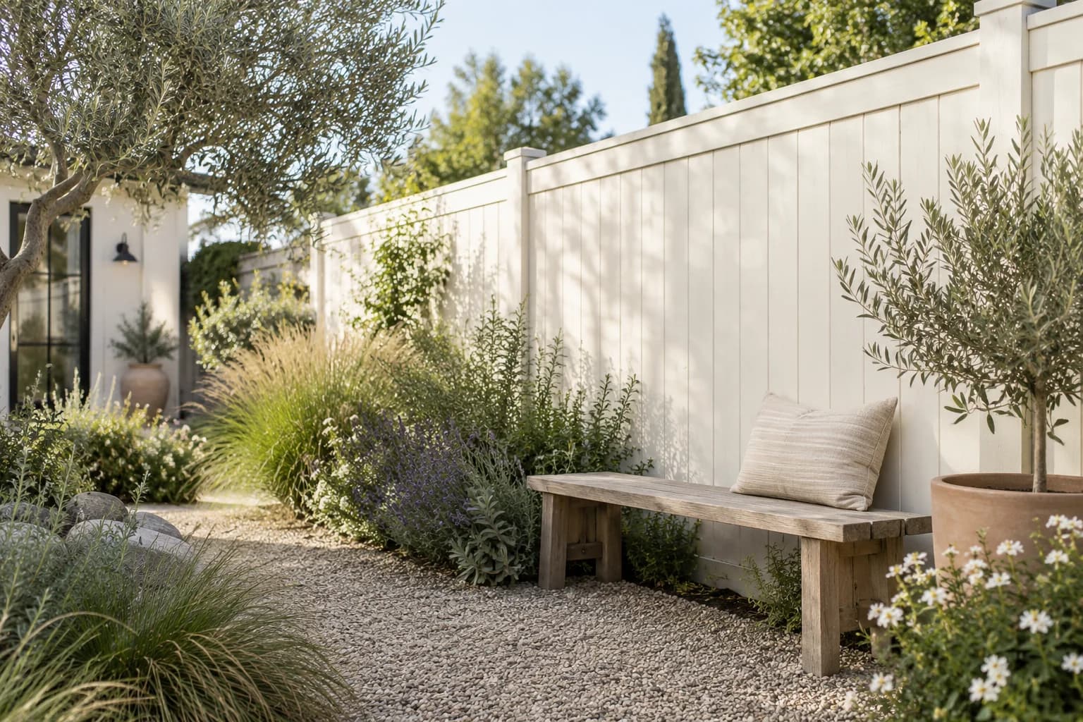 Fences & garden structures featuring Swiss Coffee paint