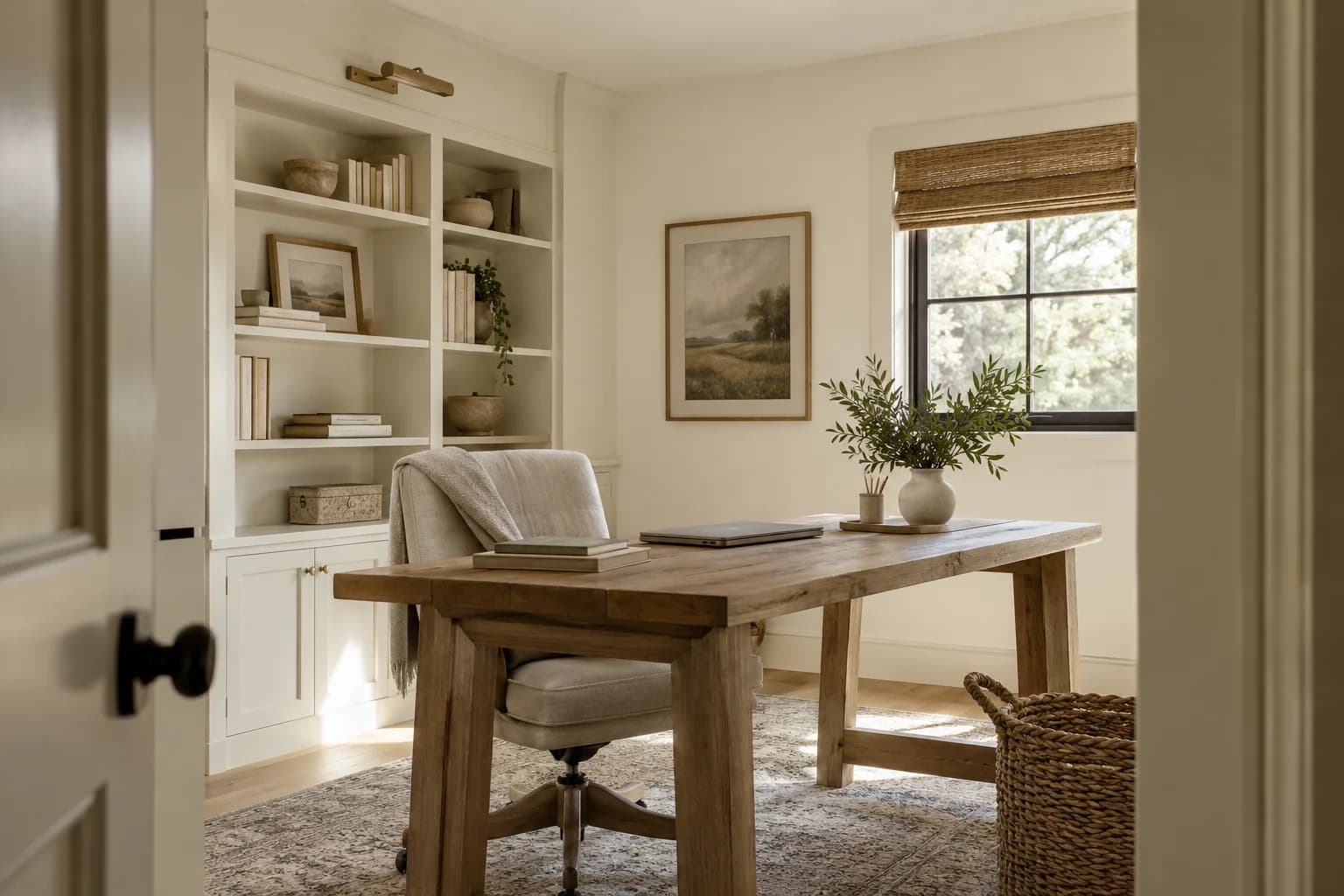 Home office featuring Swiss Coffee paint