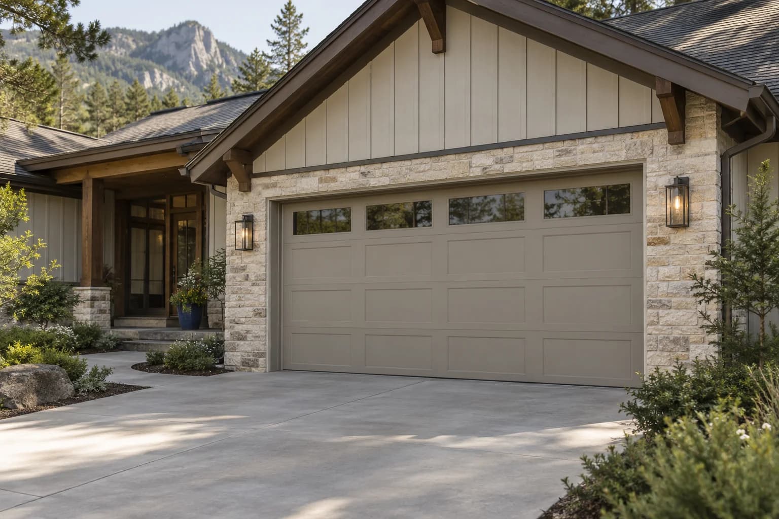 Garage door featuring Toasty Gray paint