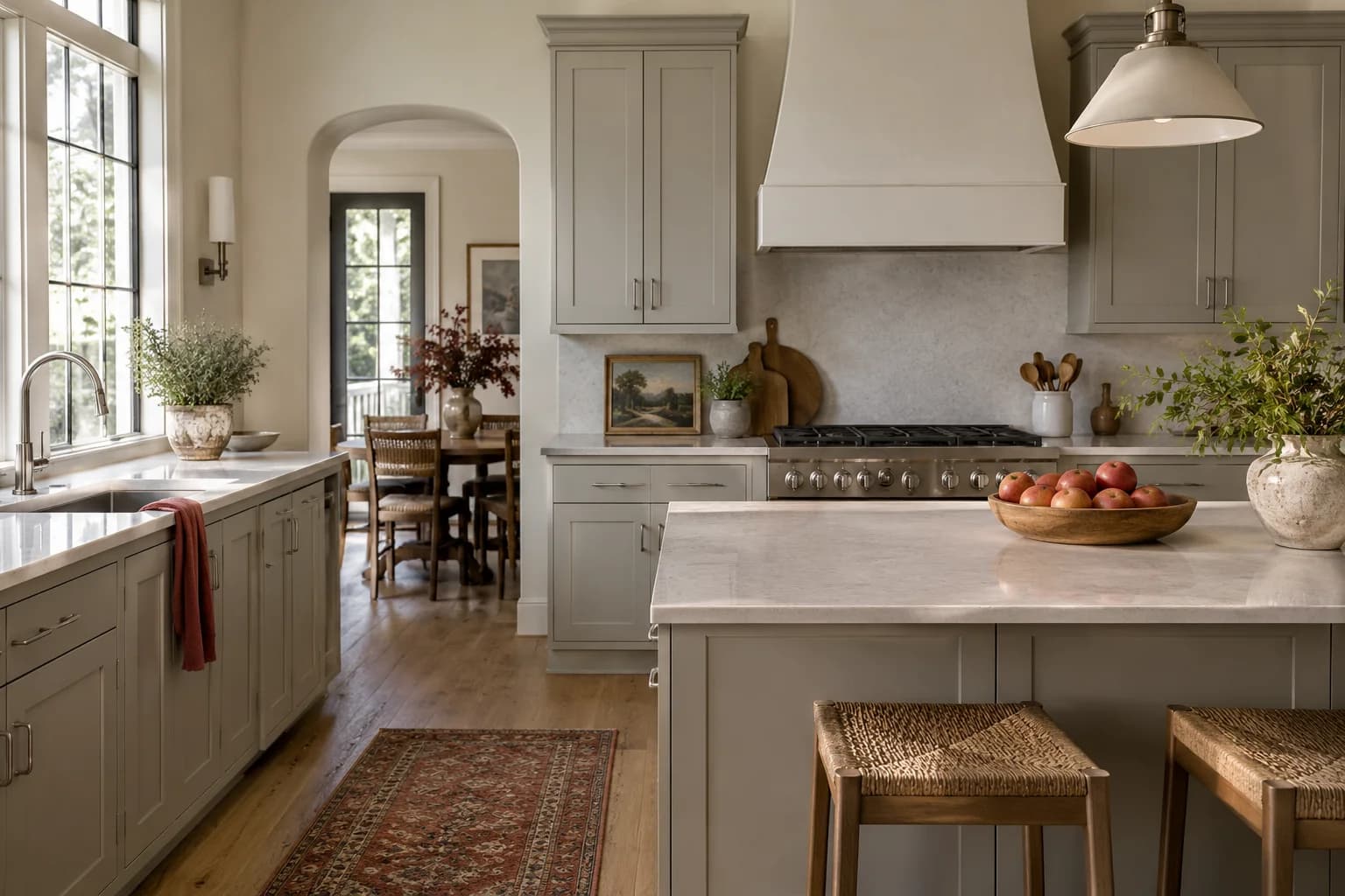 Kitchen cabinets featuring Toasty Gray paint