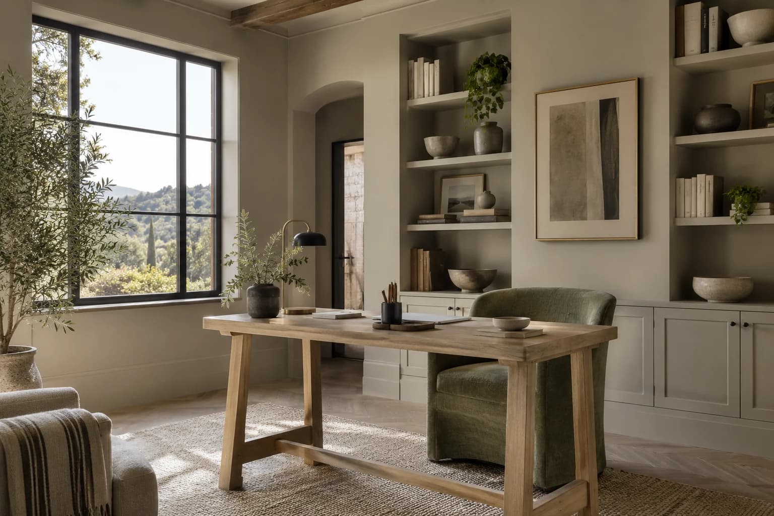 Home office featuring Toasty Gray paint