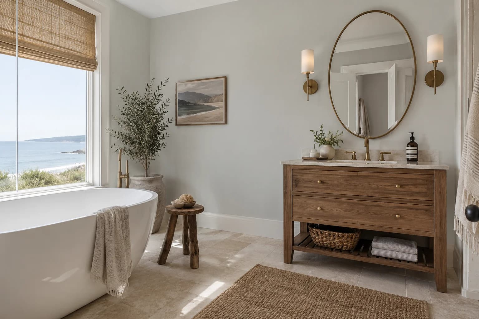 Bathroom featuring White Metal paint