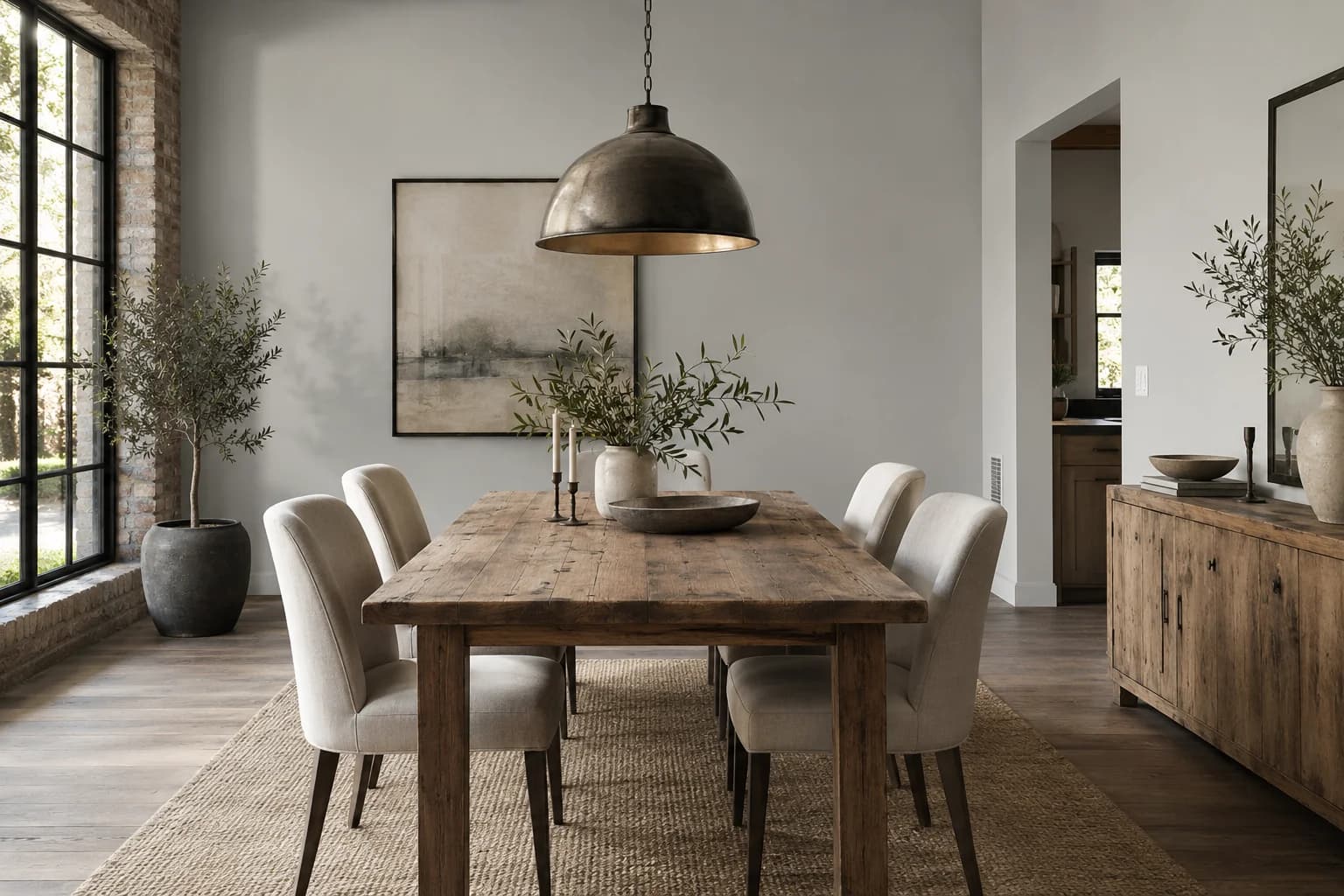 Dining room featuring White Metal paint