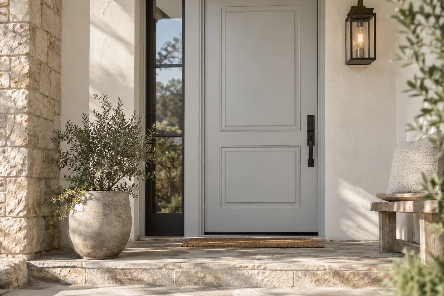 Front door featuring White Metal paint