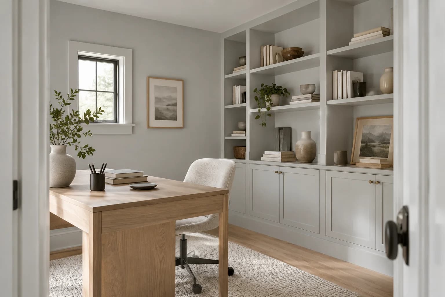 Home office featuring White Metal paint