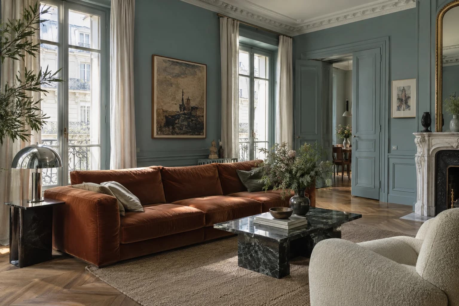 Living room featuring Aegean Teal paint