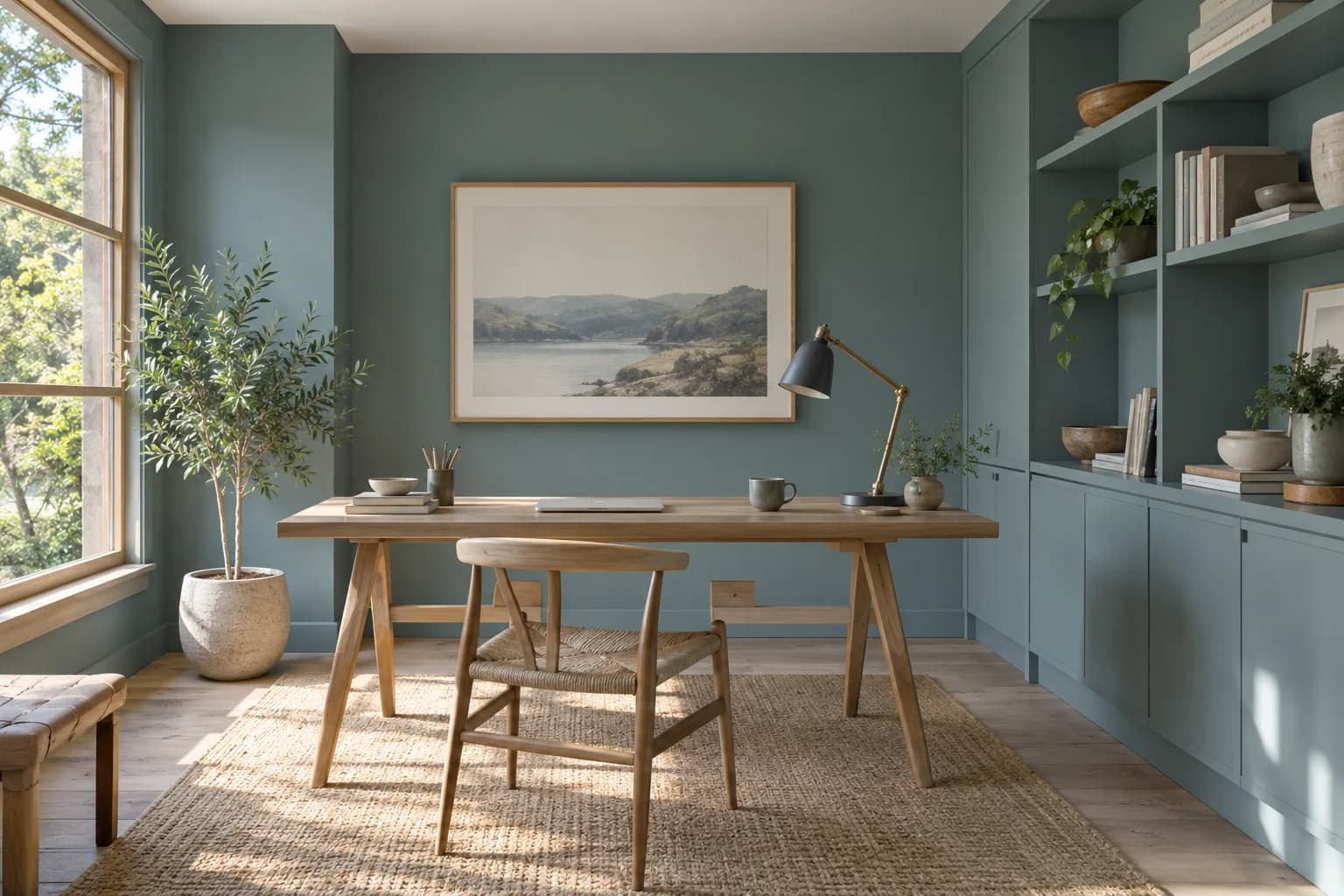 Home office featuring Aegean Teal paint