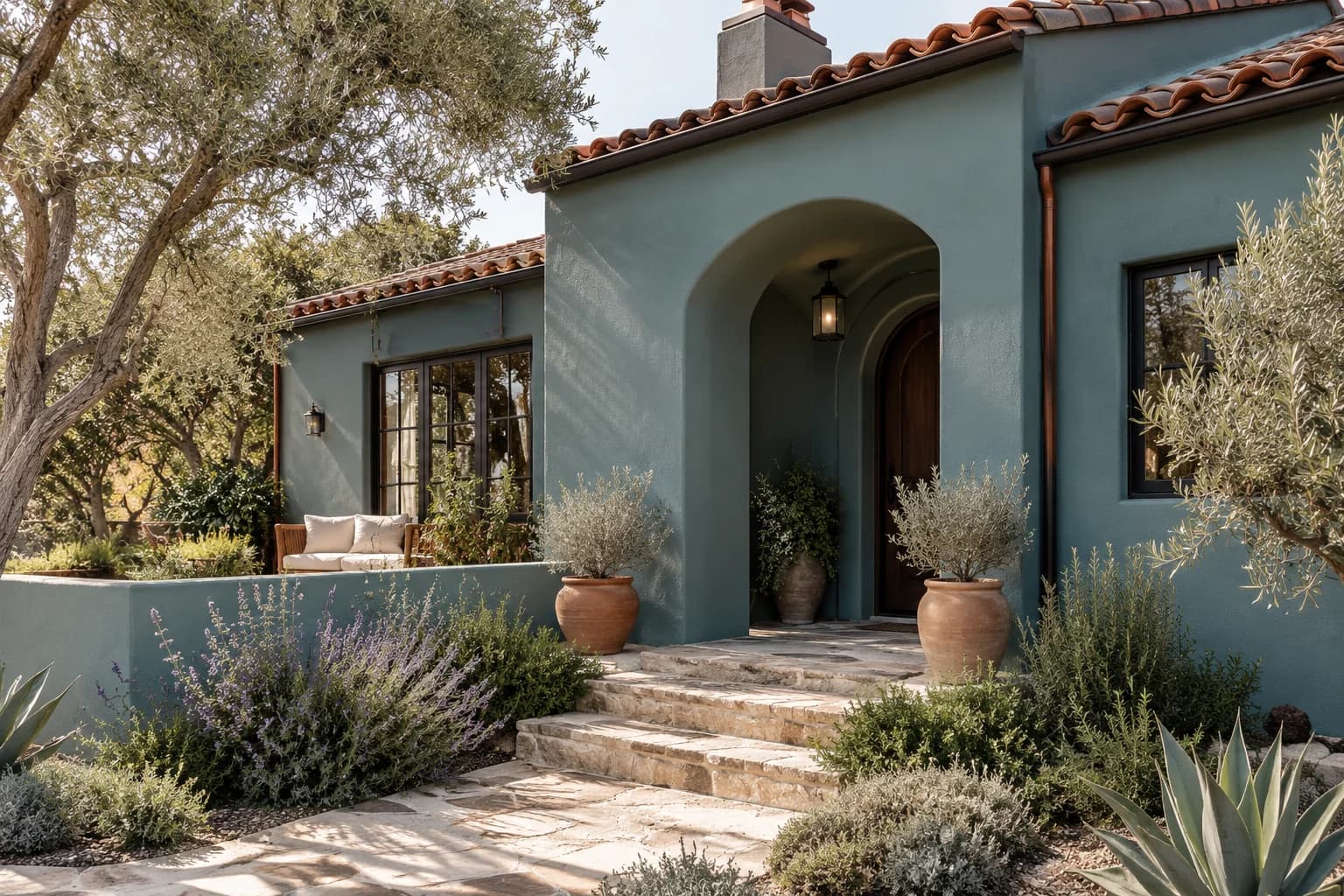 Stucco featuring Aegean Teal paint
