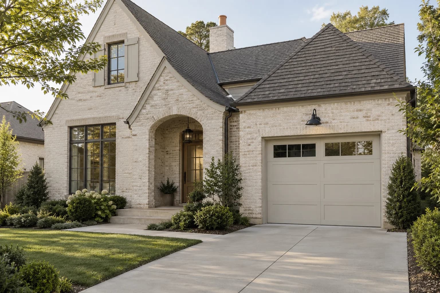 Garage door featuring Balboa Mist paint