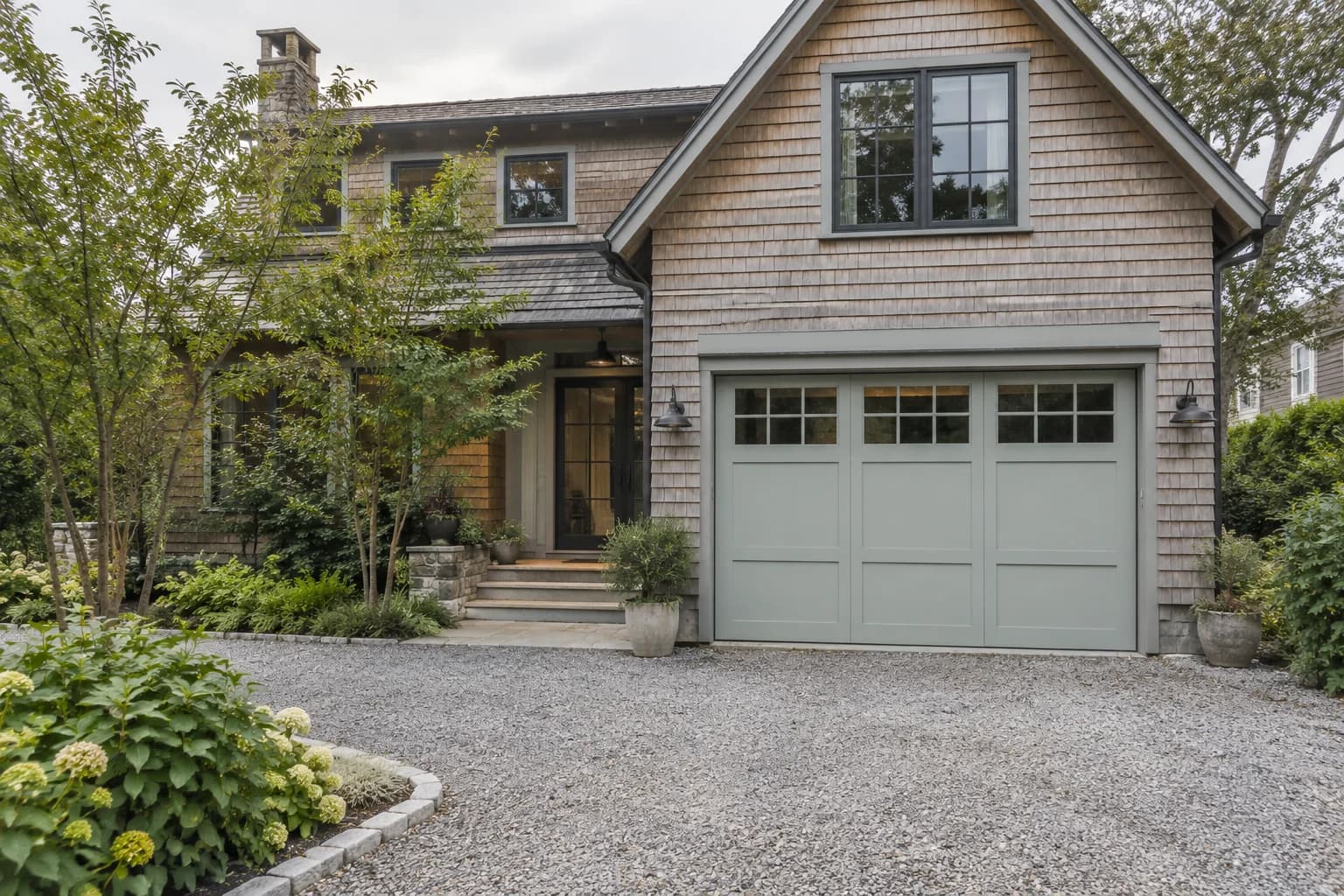 Garage door featuring Beach Glass paint