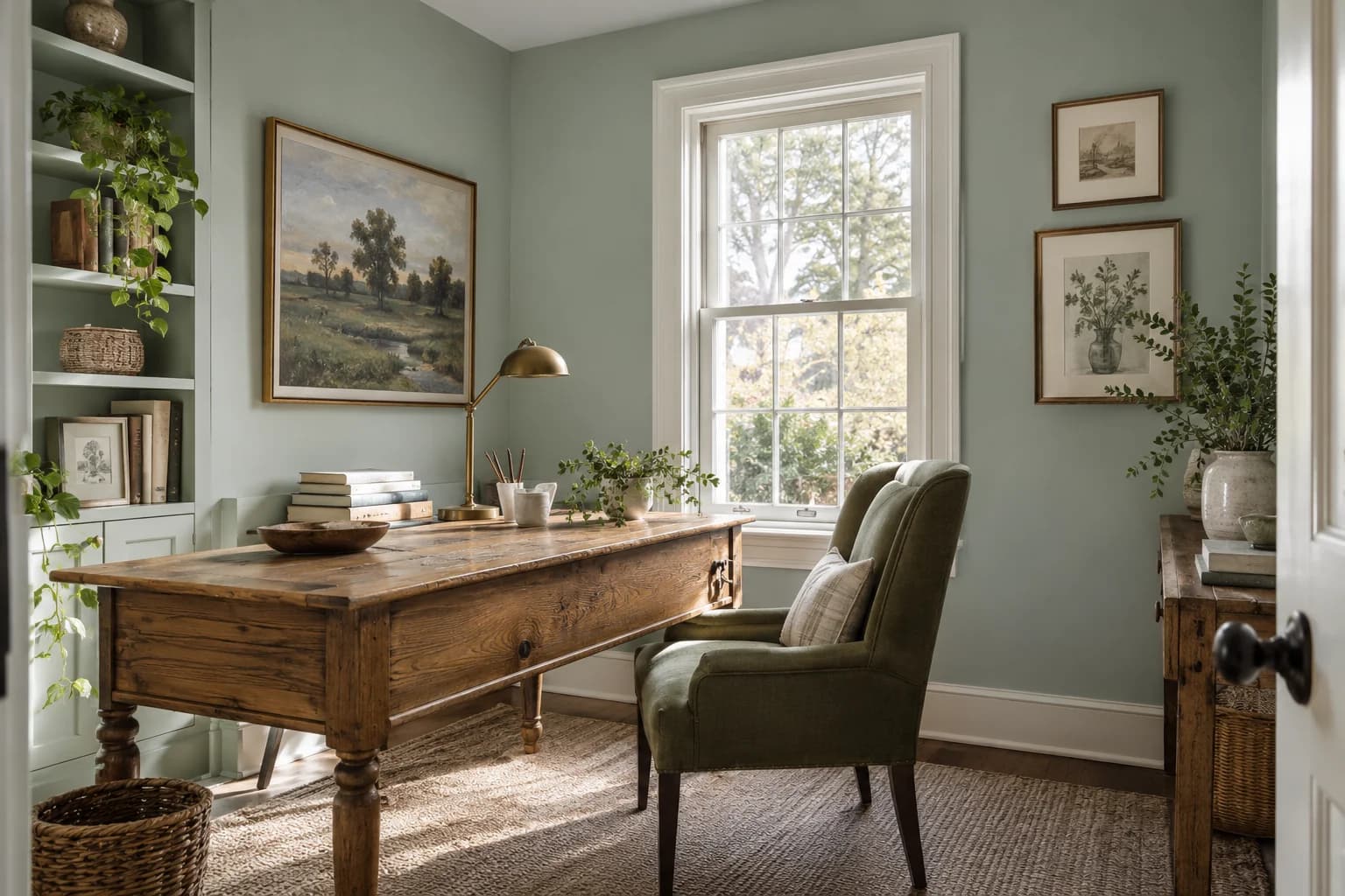 Home office featuring Beach Glass paint