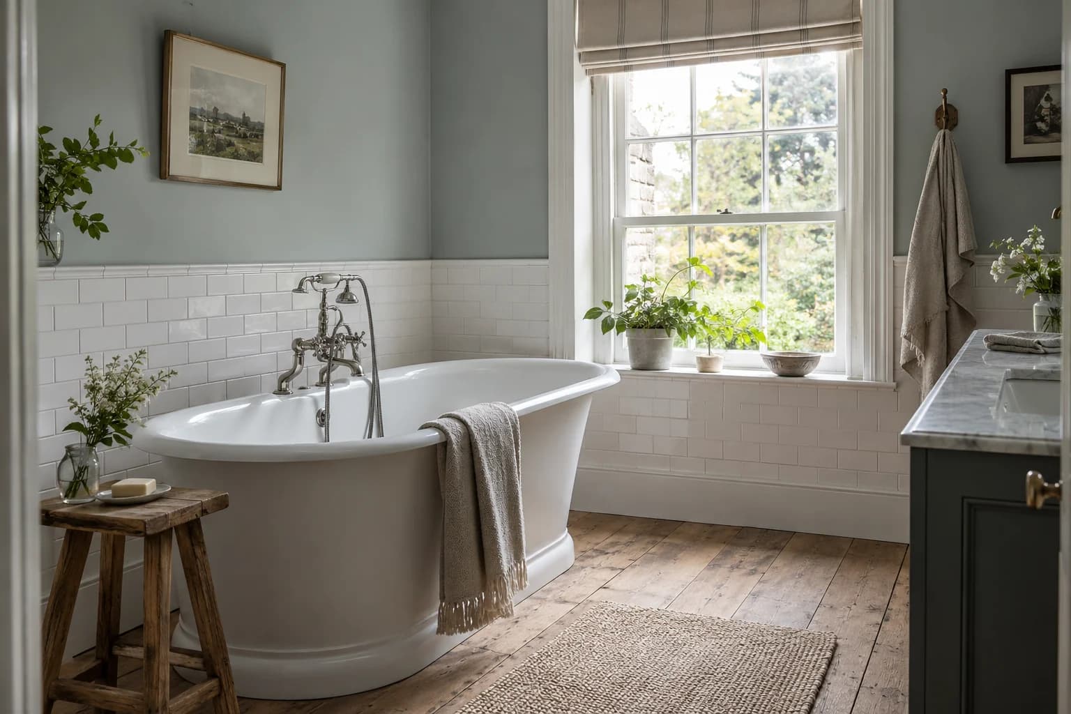 Bathroom featuring Boothbay Gray paint