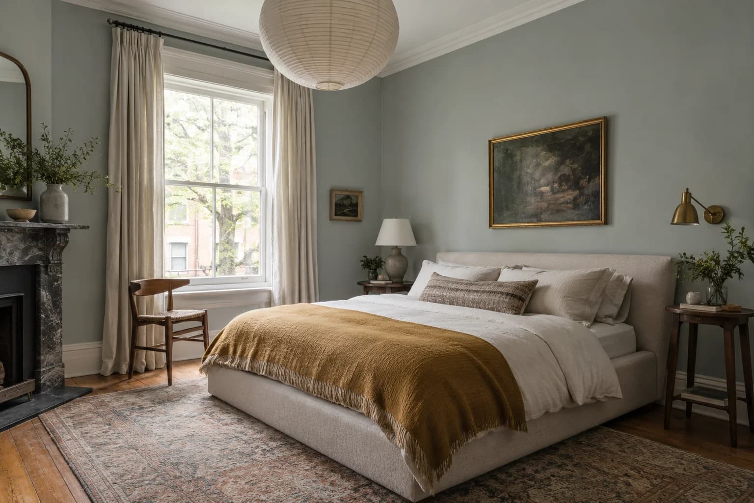 Bedroom featuring Boothbay Gray paint