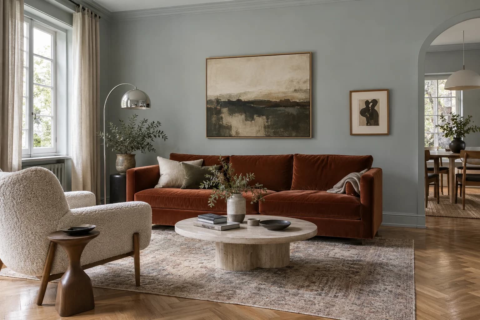 Living room featuring Boothbay Gray paint