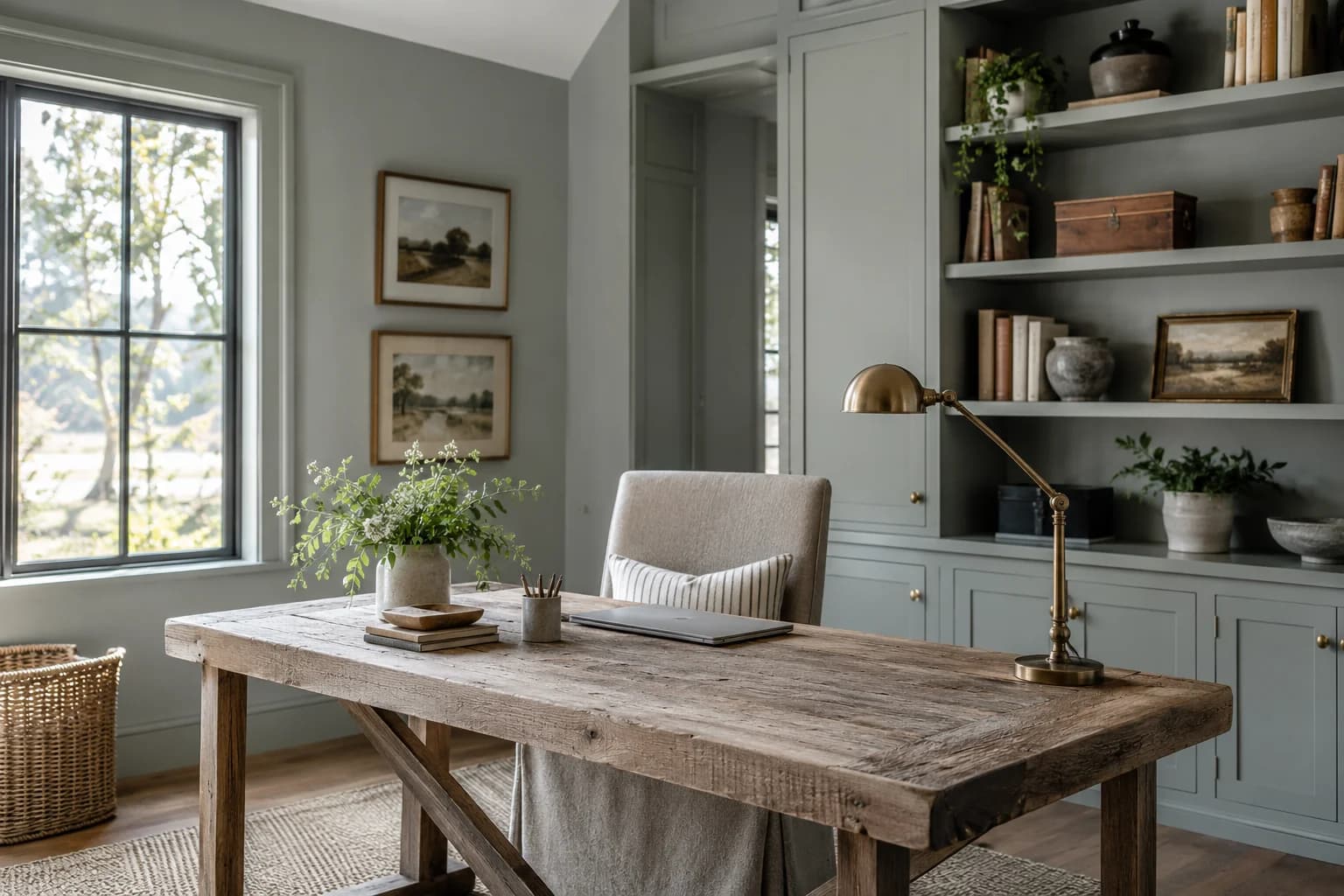 Home office featuring Boothbay Gray paint