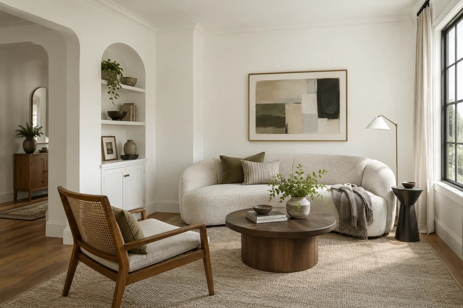 Living room featuring Chantilly Lace paint