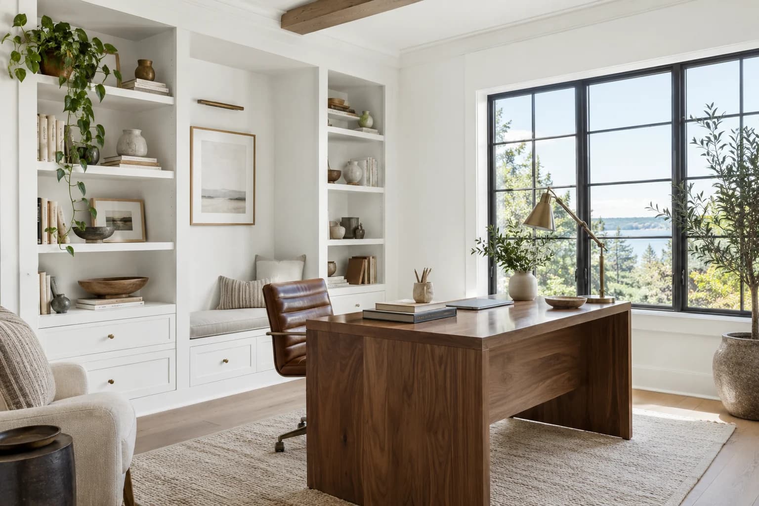 Home office featuring Chantilly Lace paint