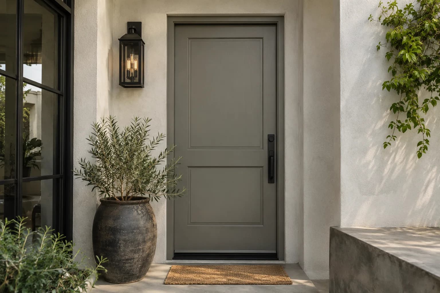 Front door featuring Chelsea Gray paint