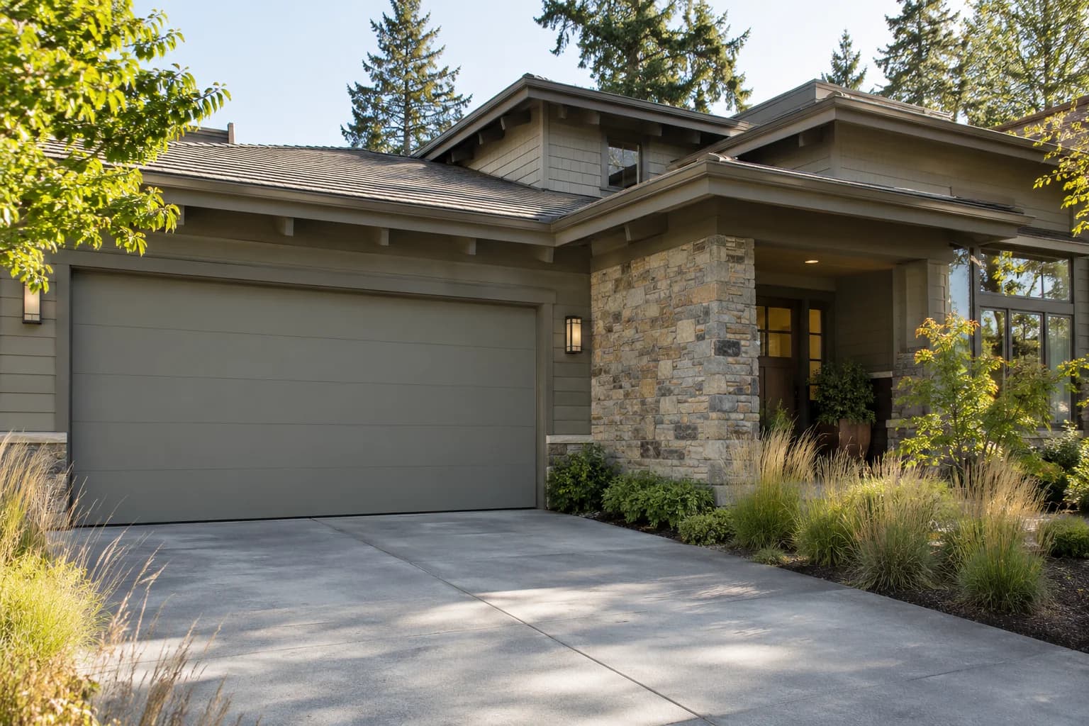Garage door featuring Chelsea Gray paint