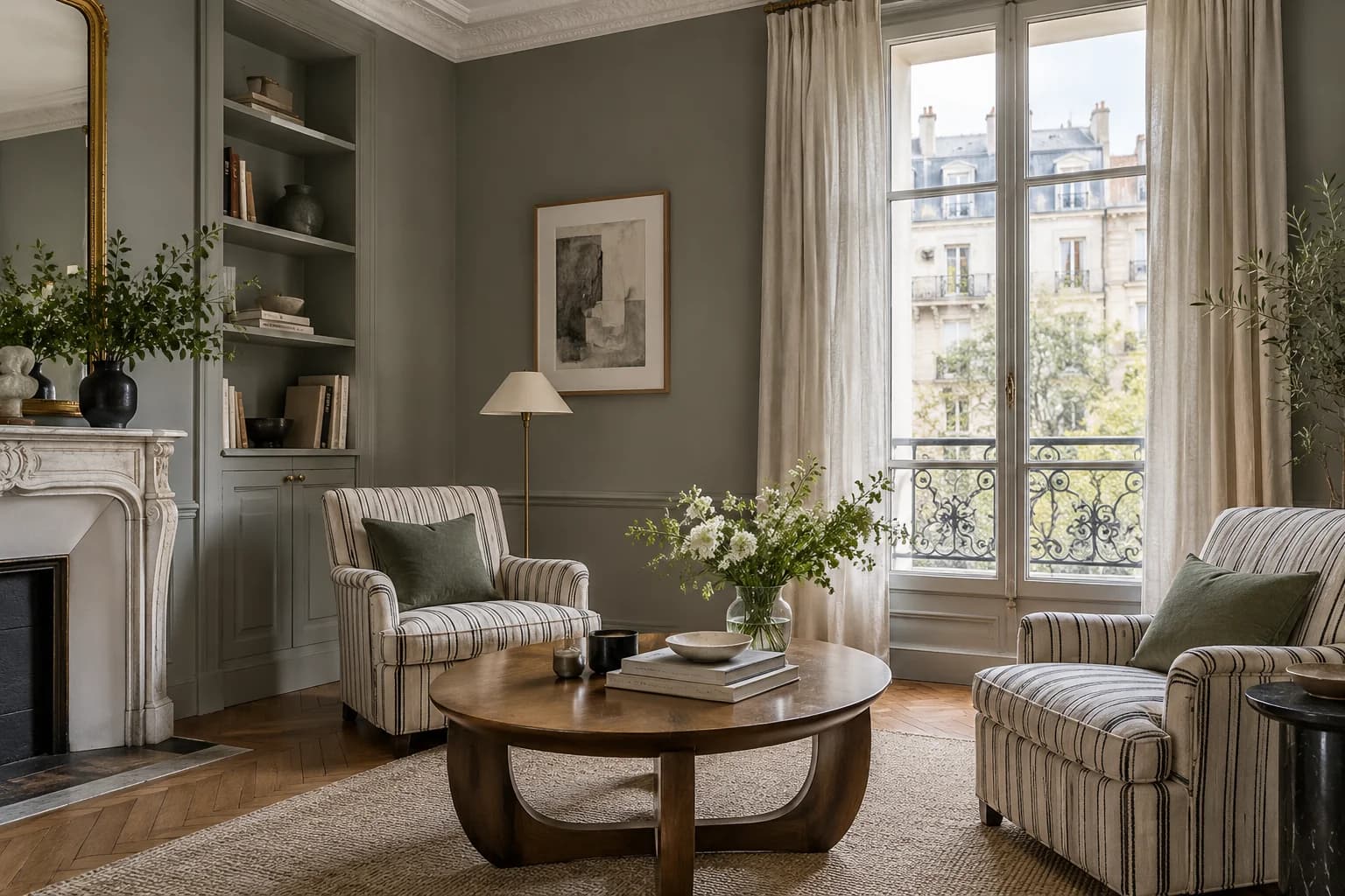 Living room featuring Chelsea Gray paint