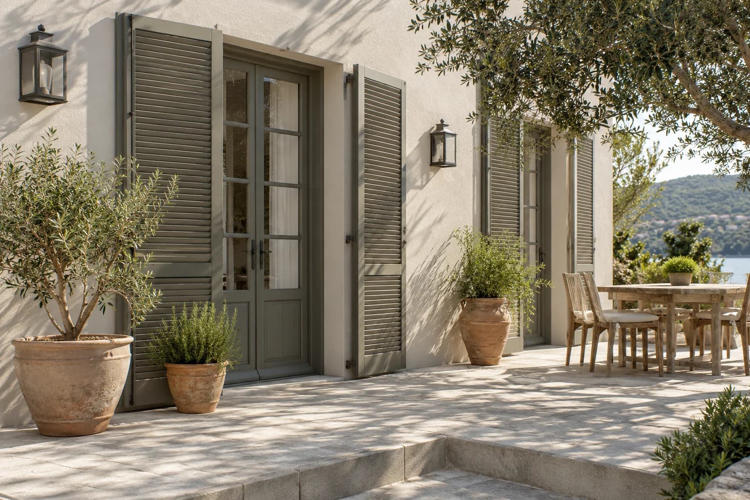 Shutters & trim featuring Chelsea Gray paint