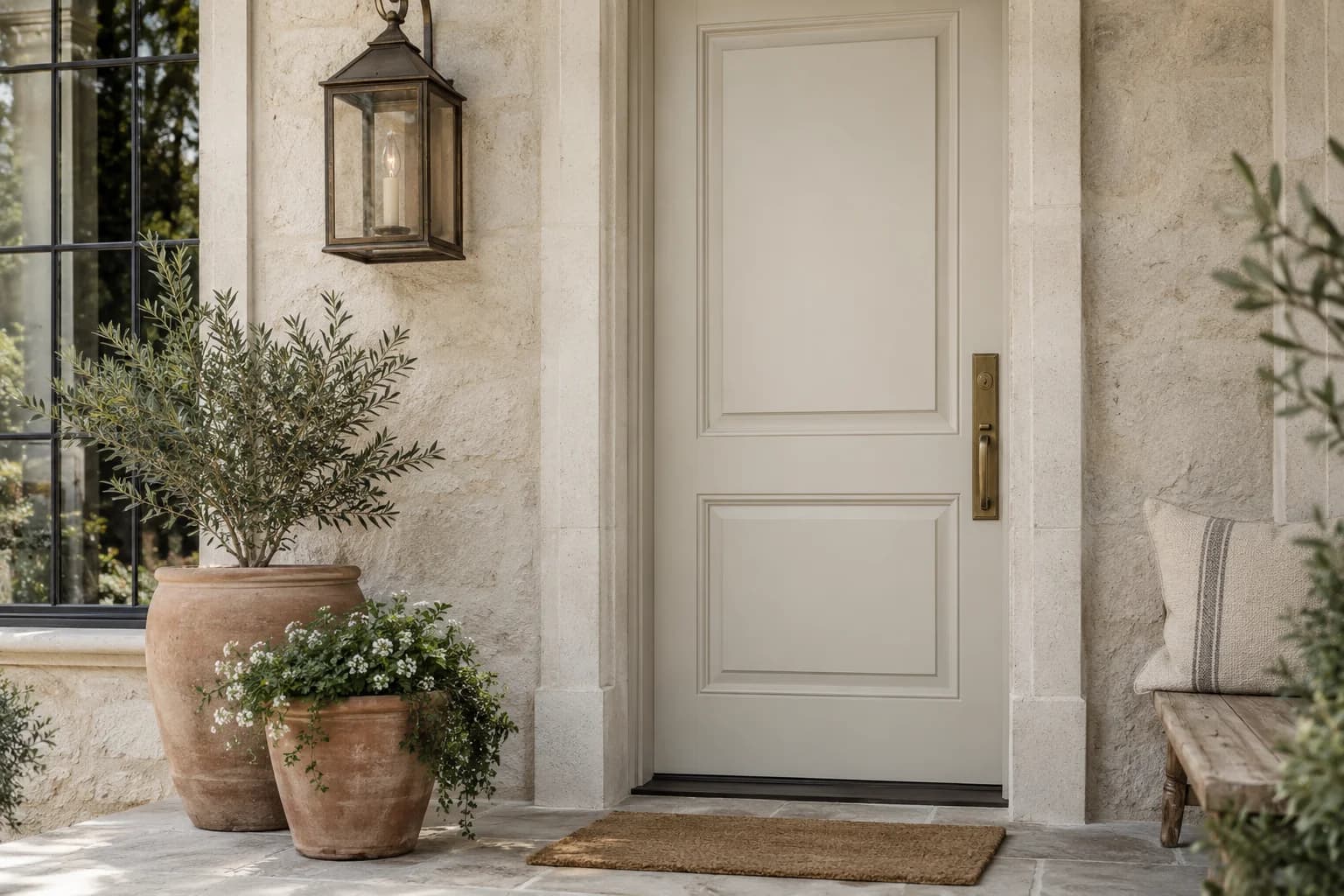 Front door featuring Pale Oak paint
