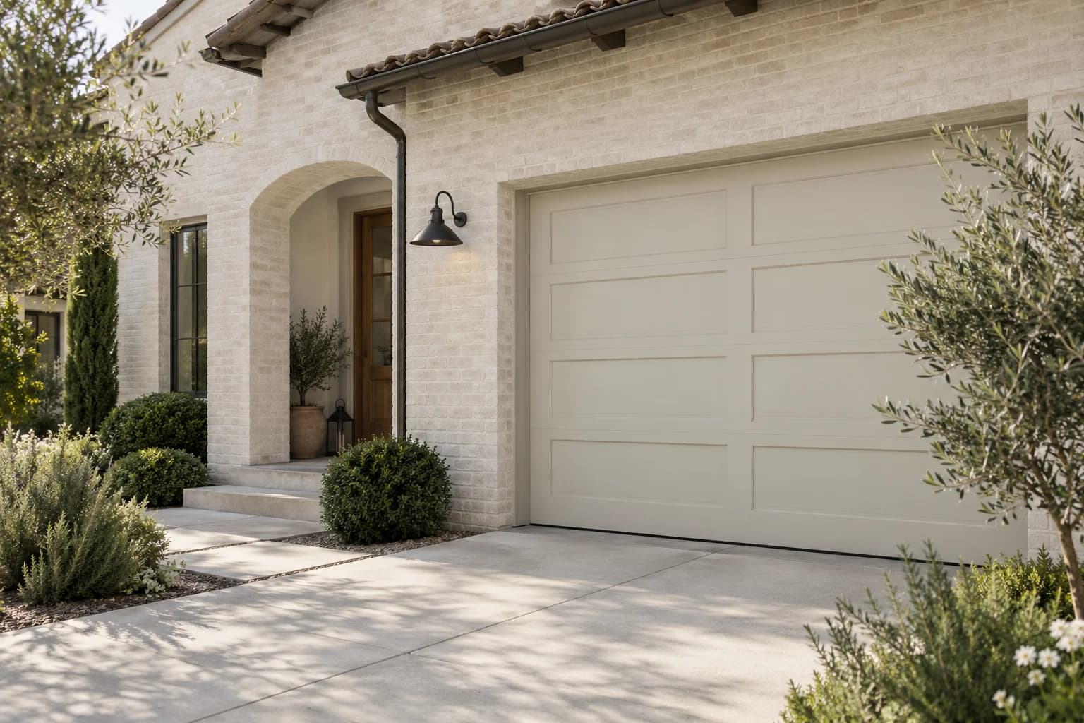 Garage door featuring Pale Oak paint