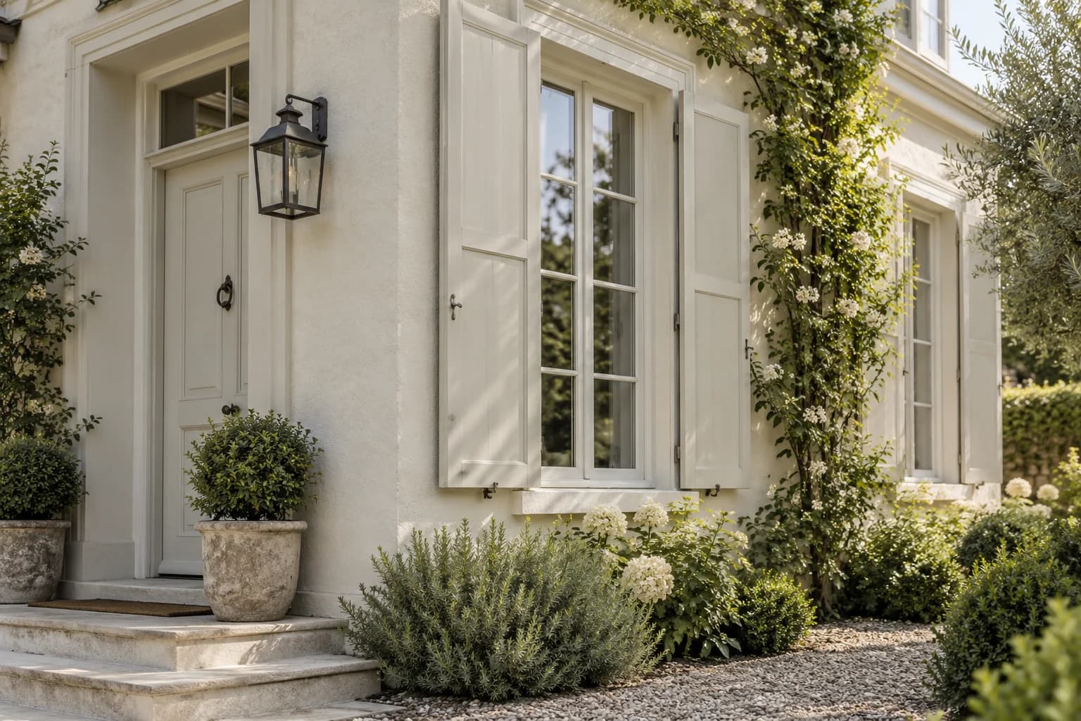 Shutters & trim featuring Pale Oak paint