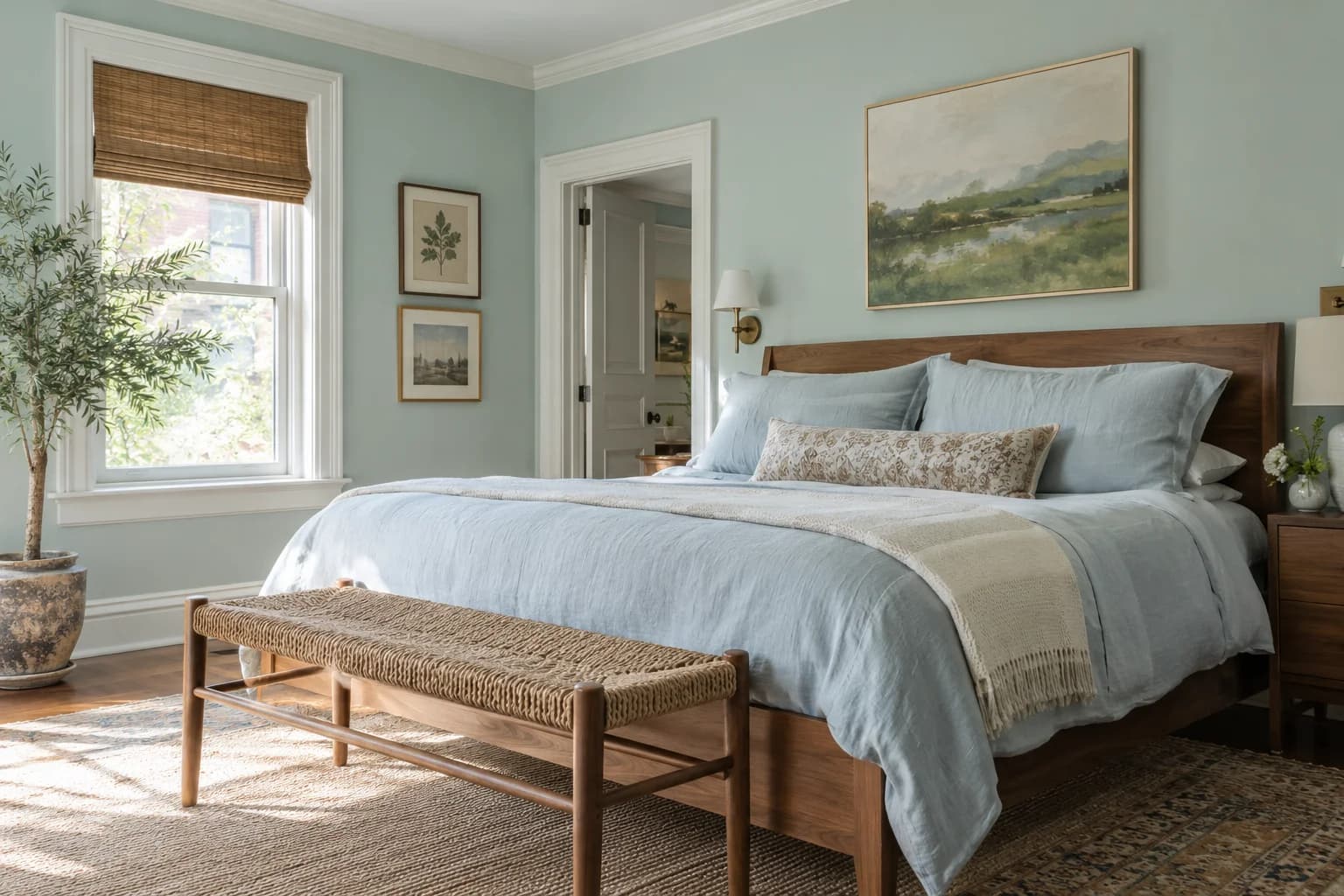 Bedroom featuring Palladian Blue paint