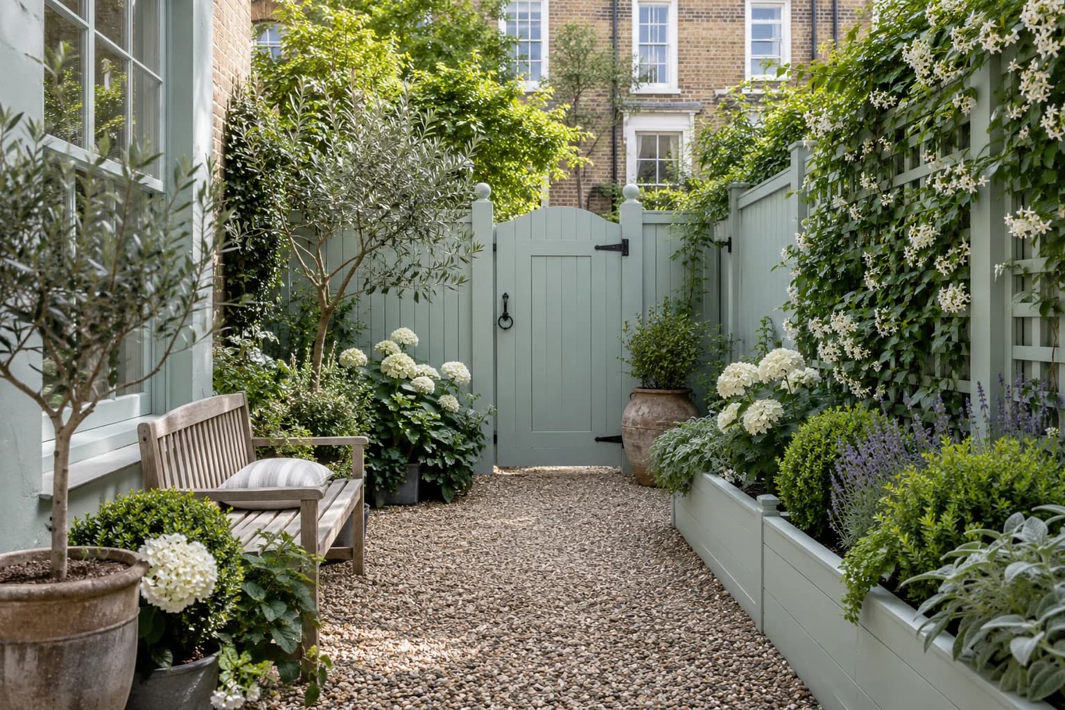 Fences & garden structures featuring Palladian Blue paint