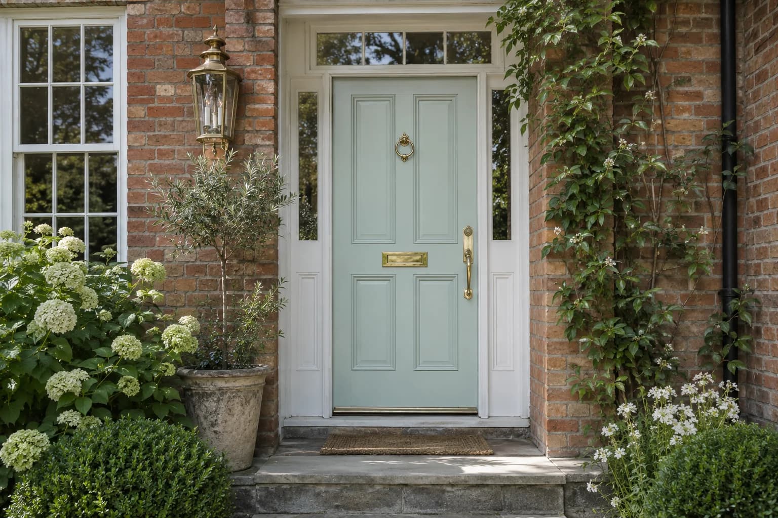 Front door featuring Palladian Blue paint