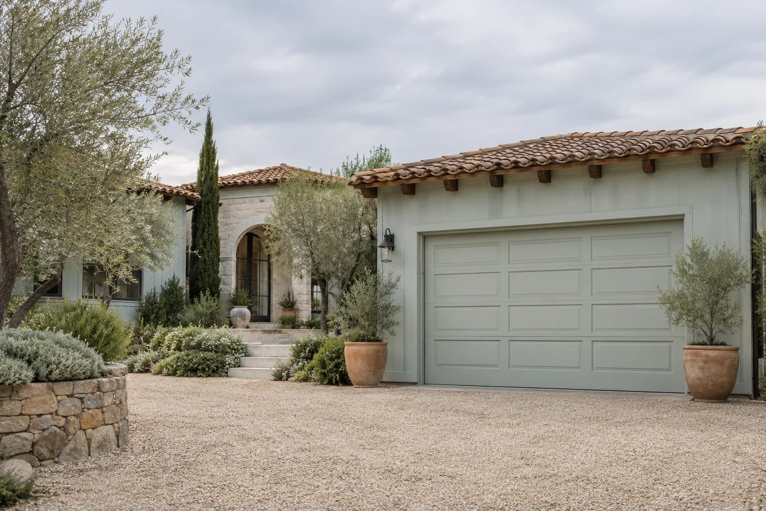 Garage door featuring Palladian Blue paint