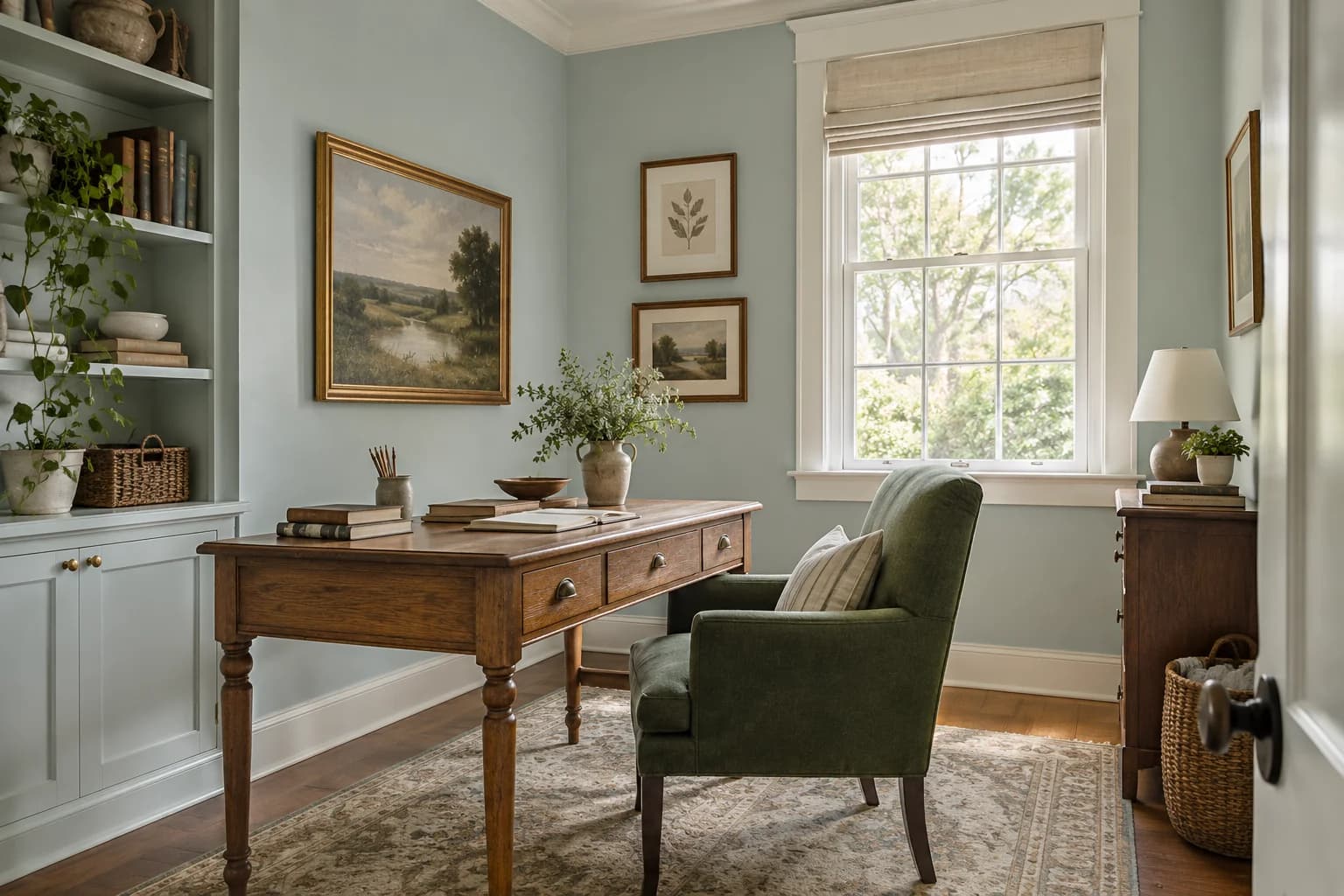 Home office featuring Palladian Blue paint