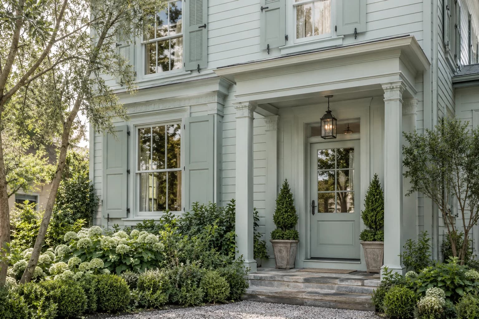 Shutters & trim featuring Palladian Blue paint