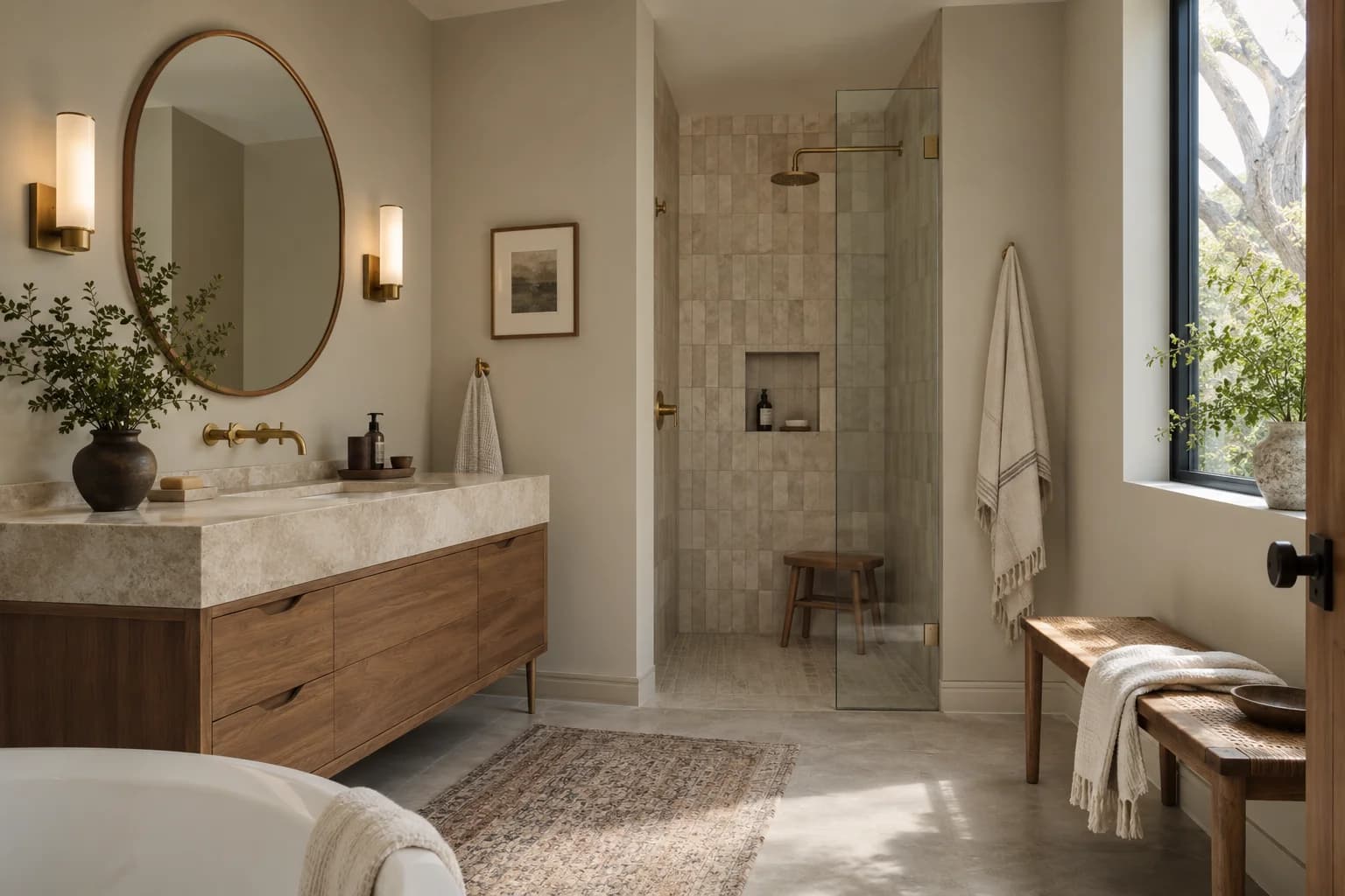 Bathroom featuring Revere Pewter paint