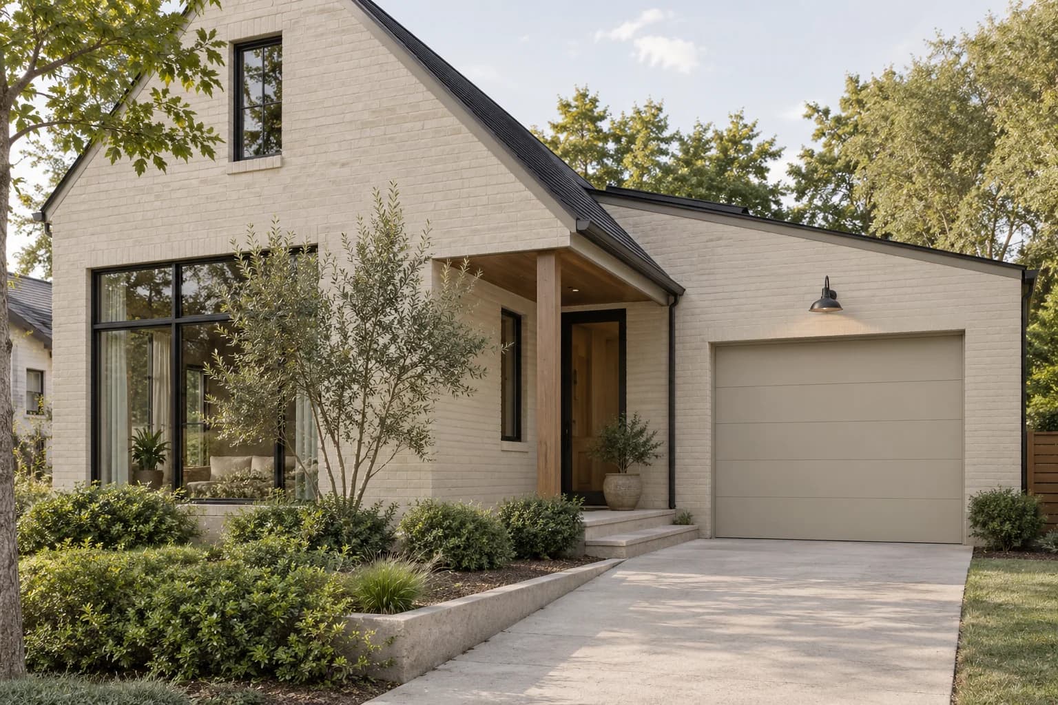 Garage door featuring Revere Pewter paint