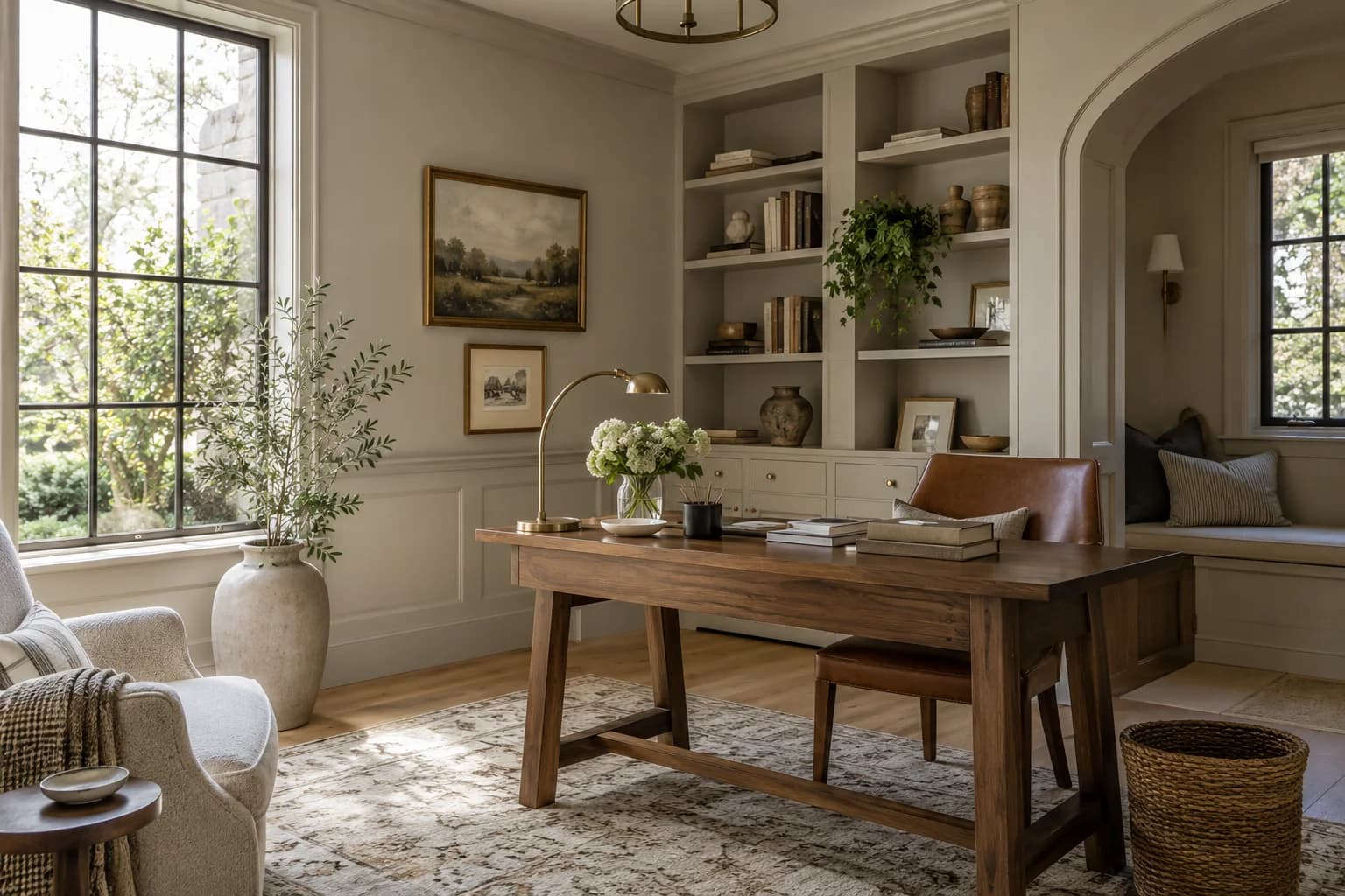 Home office featuring Revere Pewter paint