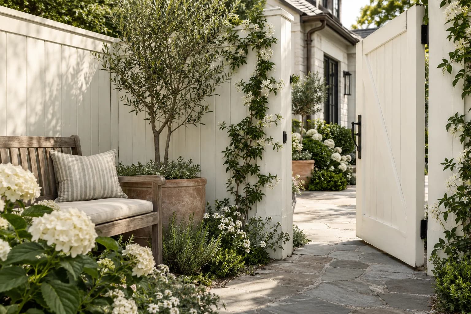 Fences & garden structures featuring Simply White paint