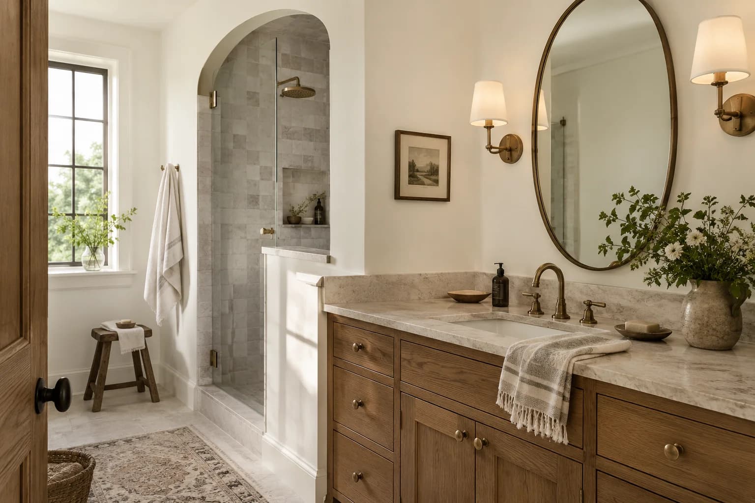 Bathroom featuring Swiss Coffee paint