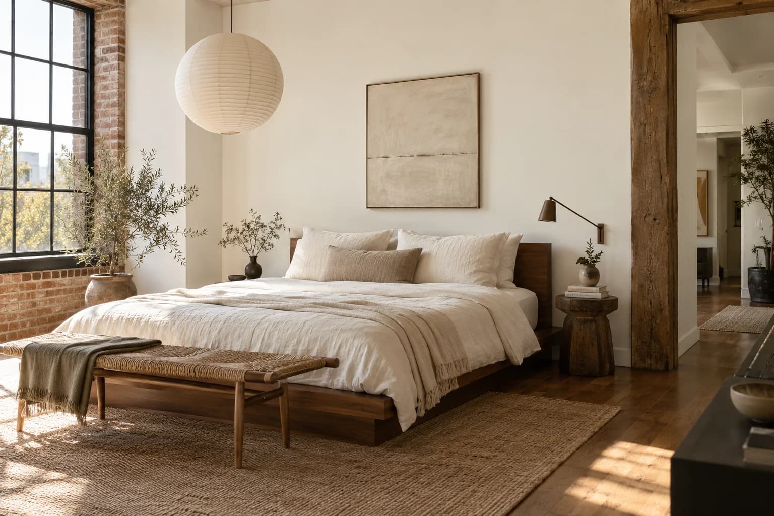 Bedroom featuring Swiss Coffee paint