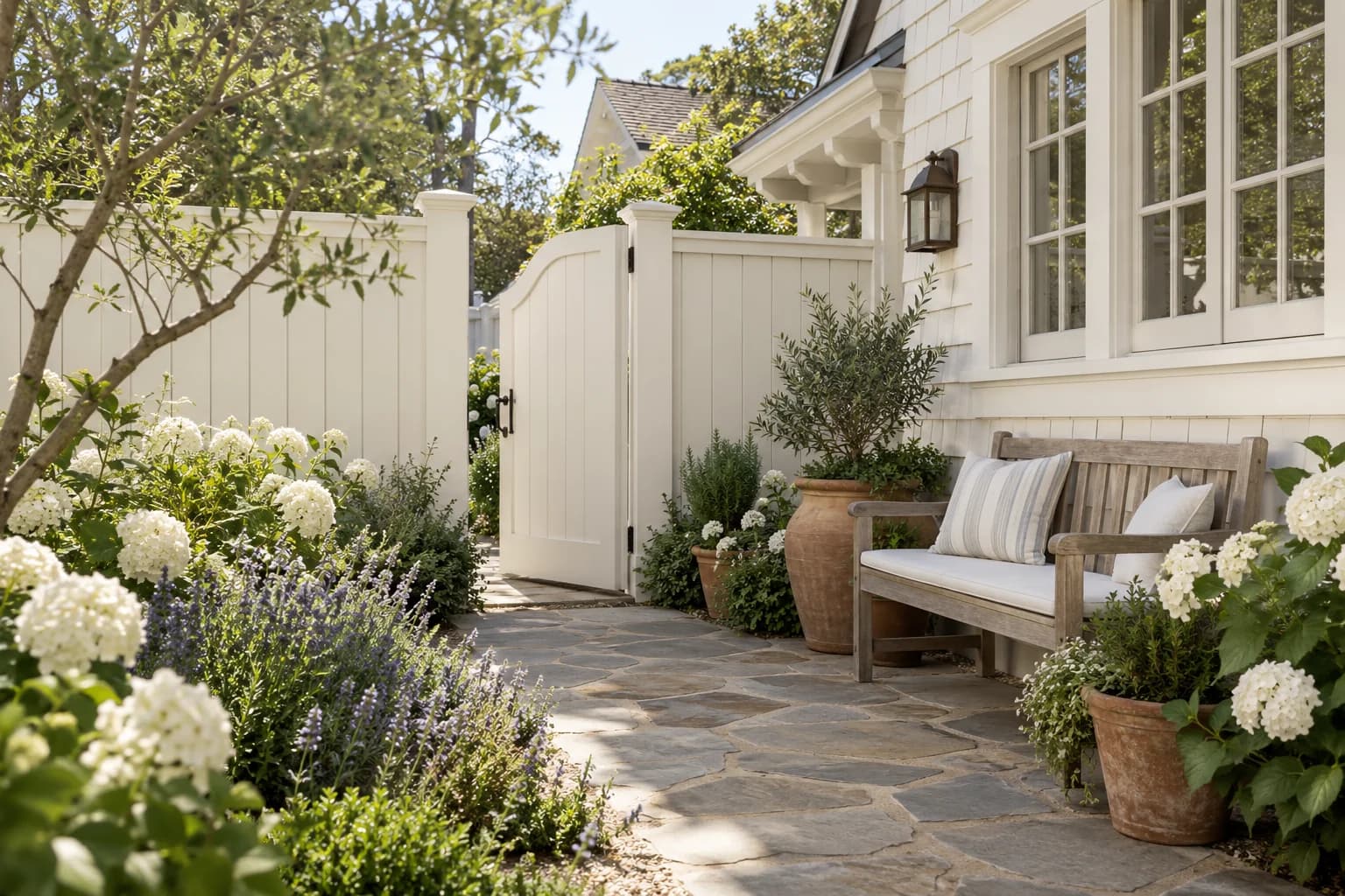 Fences & garden structures featuring Swiss Coffee paint
