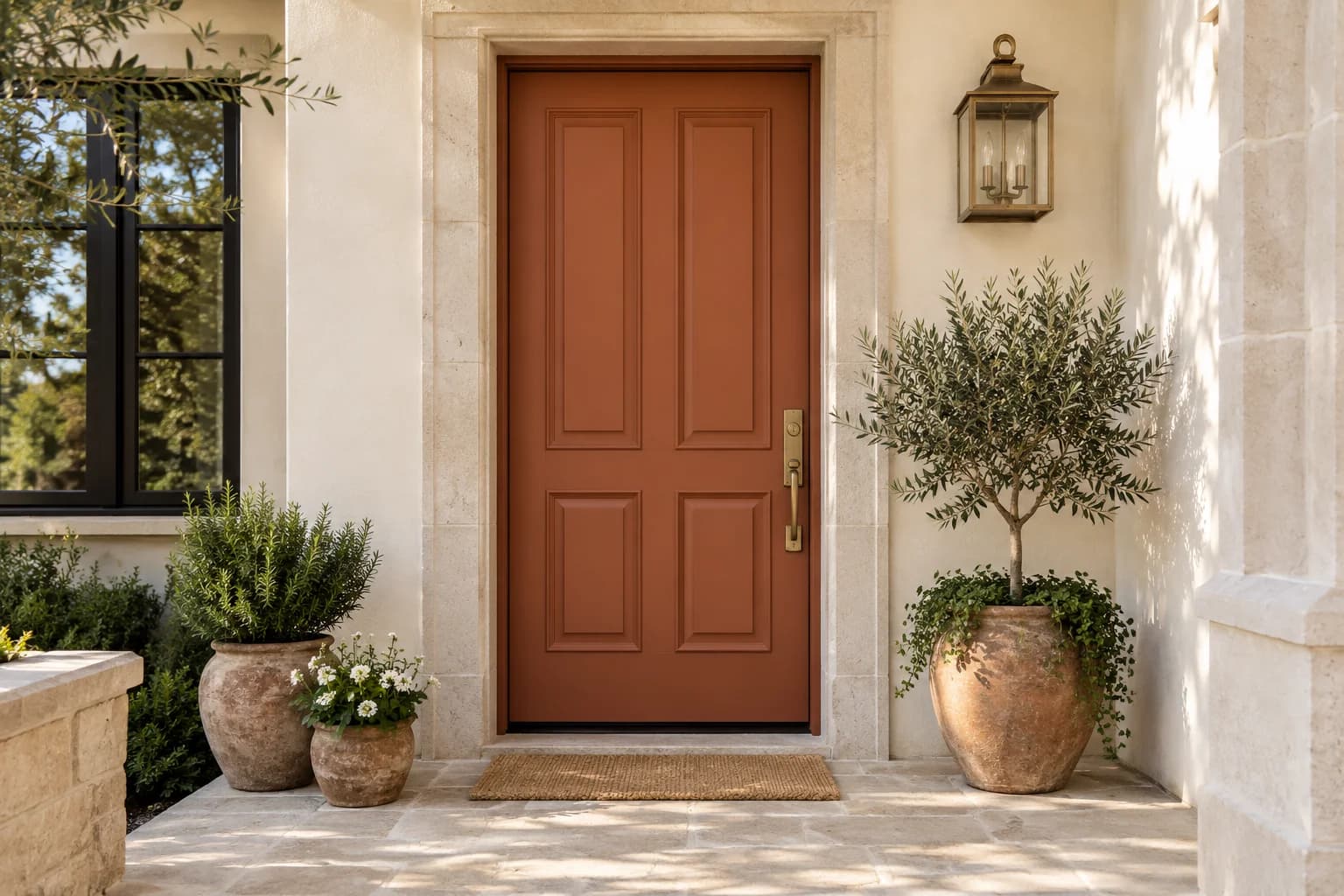 Front door featuring Cavern Clay paint